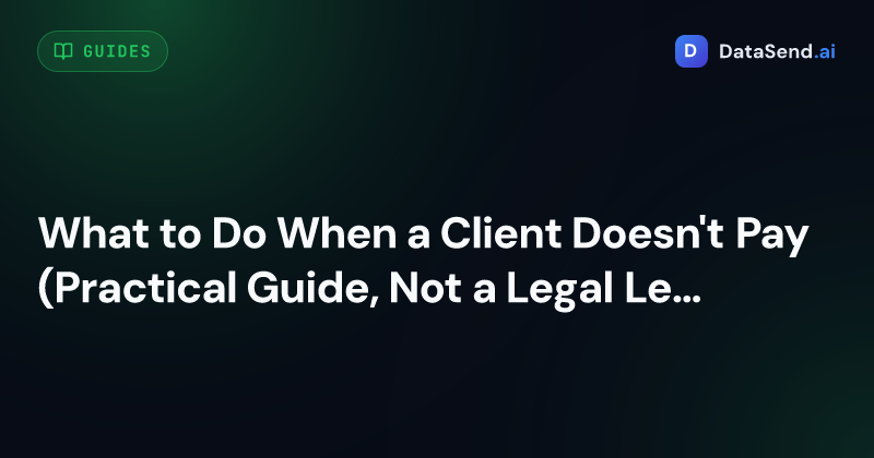 What to Do When a Client Doesn't Pay (Practical Guide, Not a Legal Lecture)