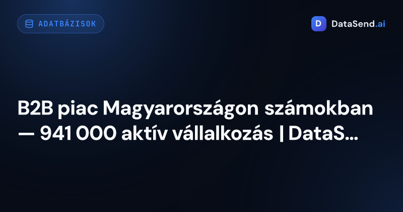 B2B piac Magyarországon számokban — 941 000 aktív vállalkozás | DataSend.ai