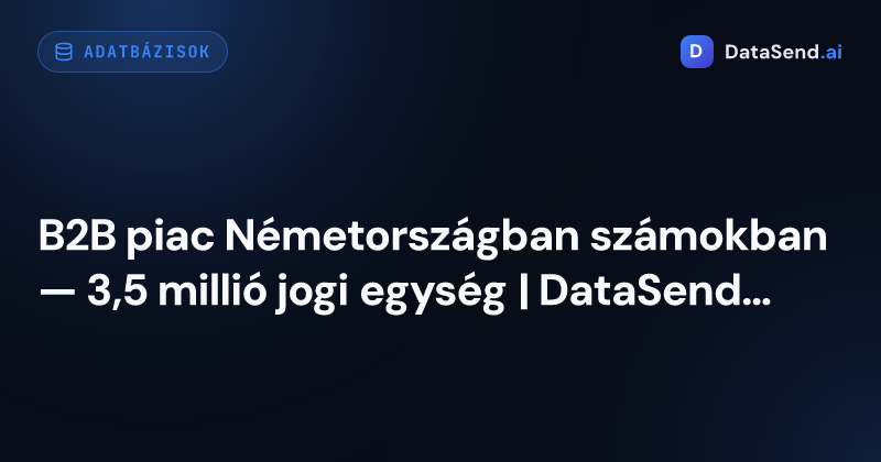 B2B piac Németországban számokban — 3,5 millió jogi egység | DataSend.ai