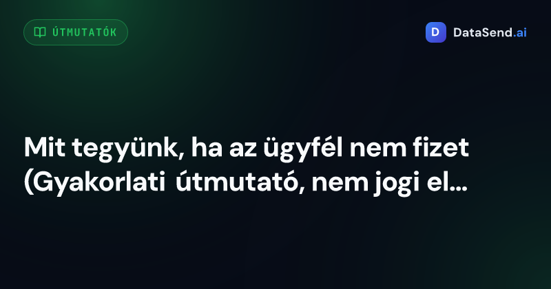 Mit tegyünk, ha az ügyfél nem fizet (Gyakorlati útmutató, nem jogi előadás)