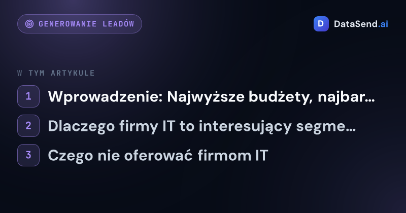 Jak dotrzeć do firm IT i software'owych i zdobyć ich jako klientów | DataSend.ai
