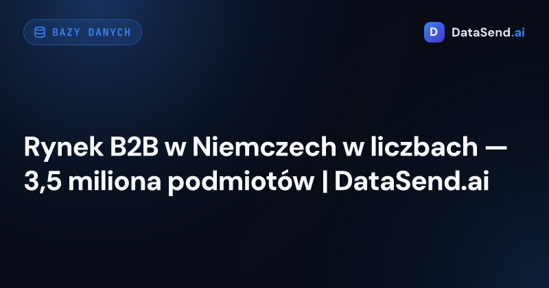 Rynek B2B w Niemczech w liczbach — 3,5 miliona podmiotów | DataSend.ai