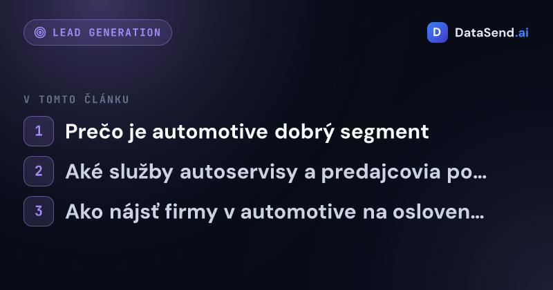 Ako osloviť autoservisy a predajcov áut | DataSend.ai