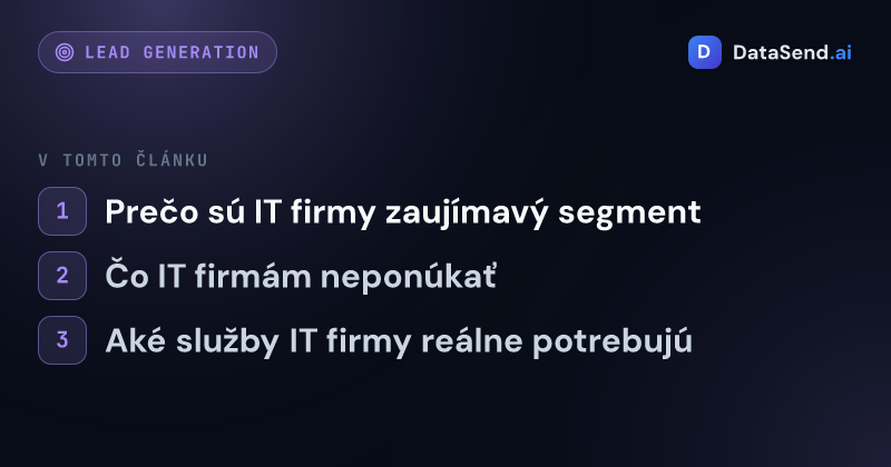 Ako osloviť IT a softvérové firmy a získať ich ako klientov | DataSend.ai