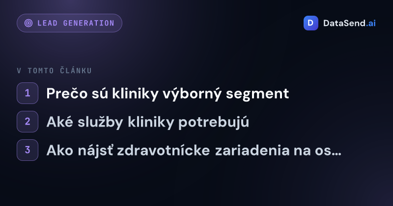 Ako osloviť kliniky a zdravotnícke zariadenia | DataSend.ai
